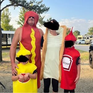 Hot dog buns ketchup mustard